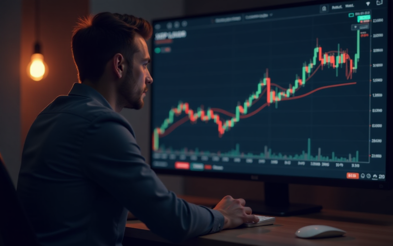 Trader checking XRP