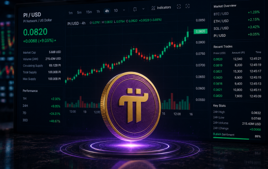 A bullish PI chart at $0.082